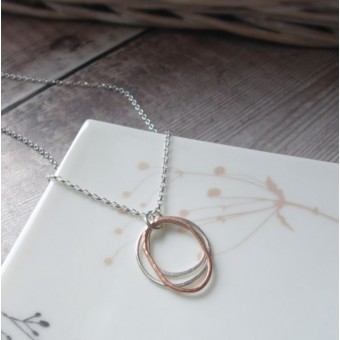 Handcrafted Scottish jewellery - Silver & rose gold open pebble drop pendant
